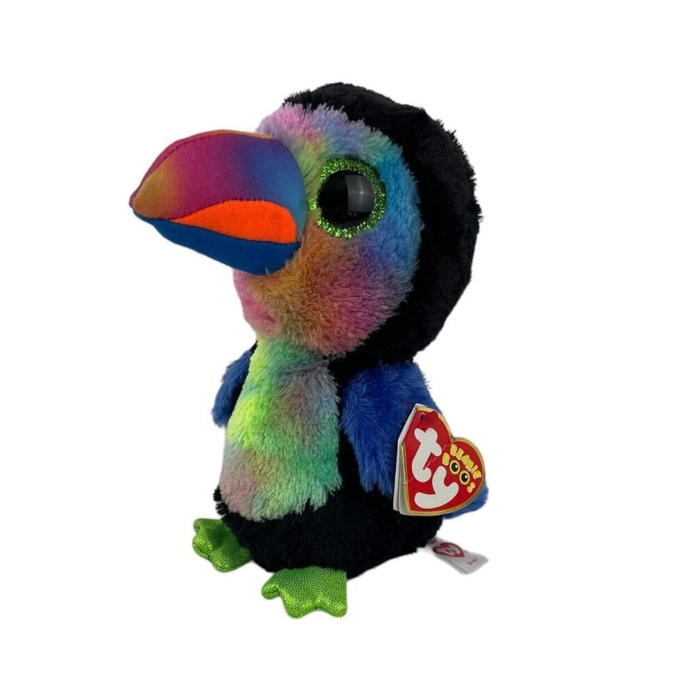 Ty Beanie Boos Beaks Toucan Bird‎ 7" Plush Stuffed Toy Green Glitter Eyes w/Tags
